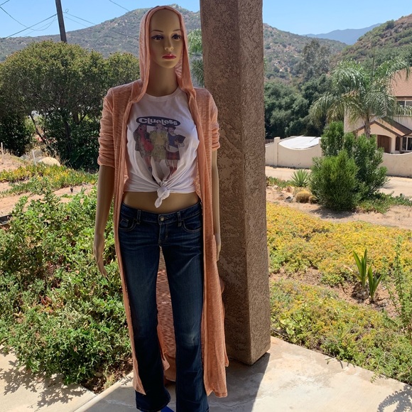 Say What? Sweaters - Say What? Thin long knit hooded open cardigan NWOT